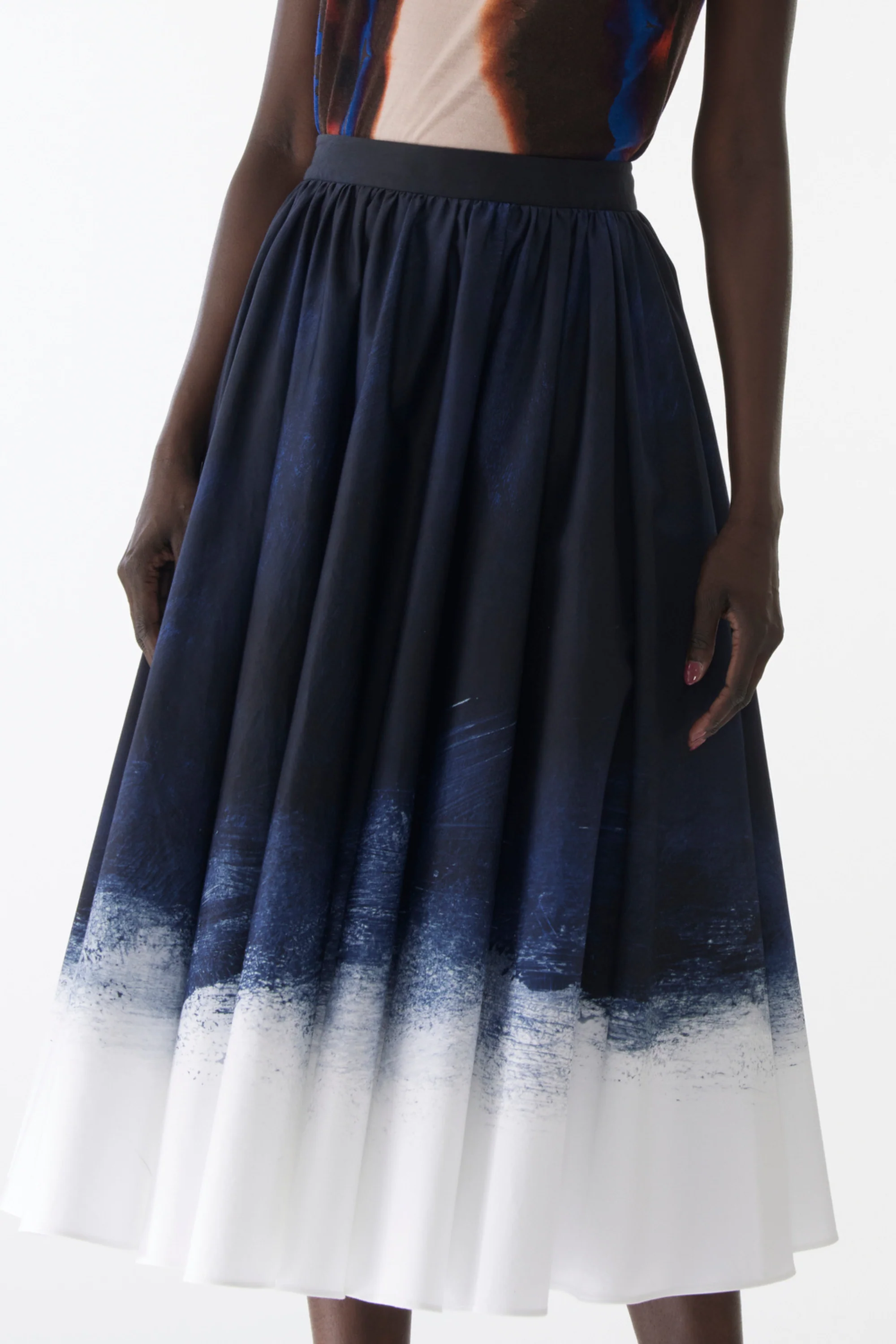 BRUSHED CANVAS PRINTED STRETCH COTTON CIRCLE SKIRT - Image 4