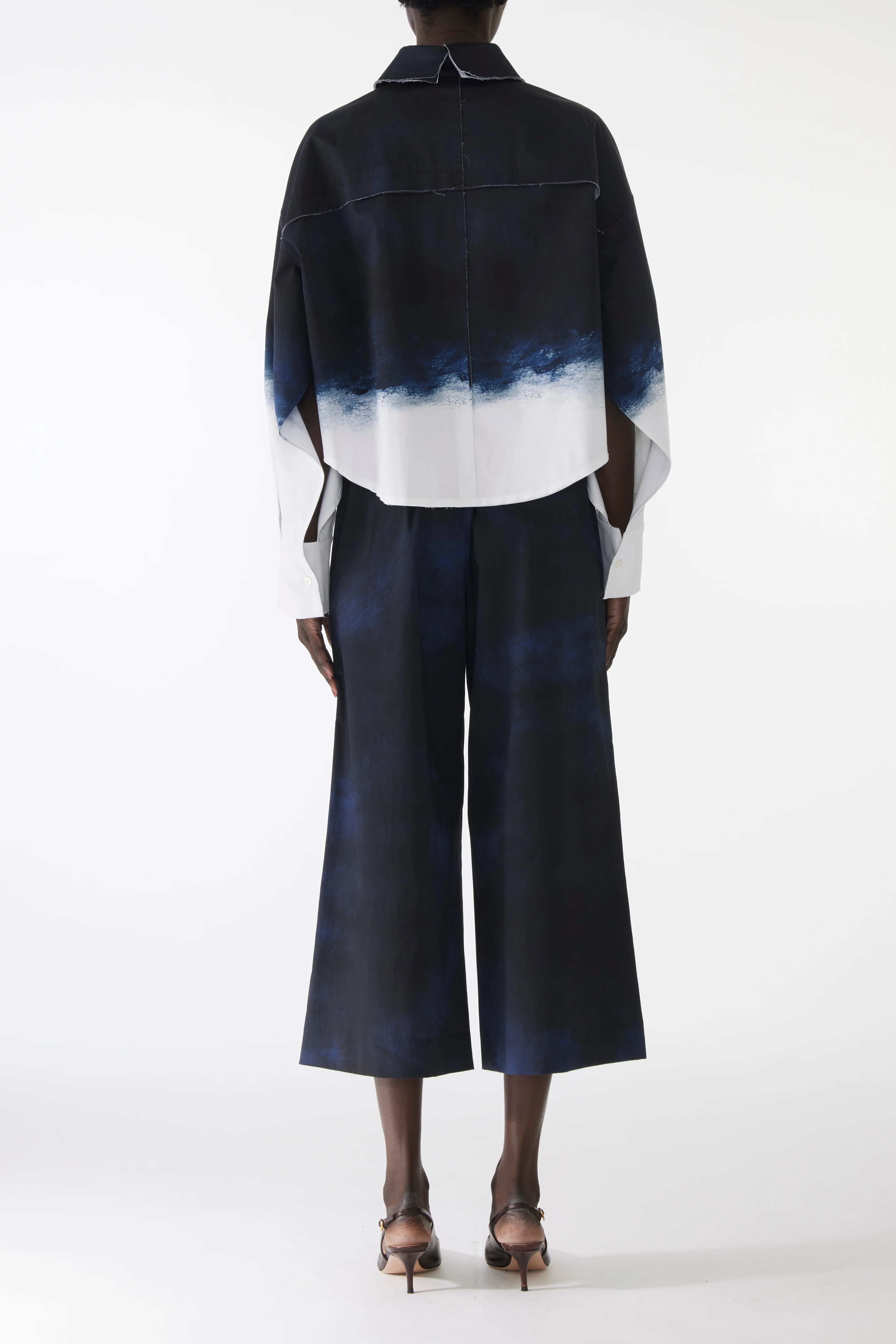 BRUSHED CANVAS PRINTED WIDE LEG PANT WITH ELASTIC WAIST - Image 3