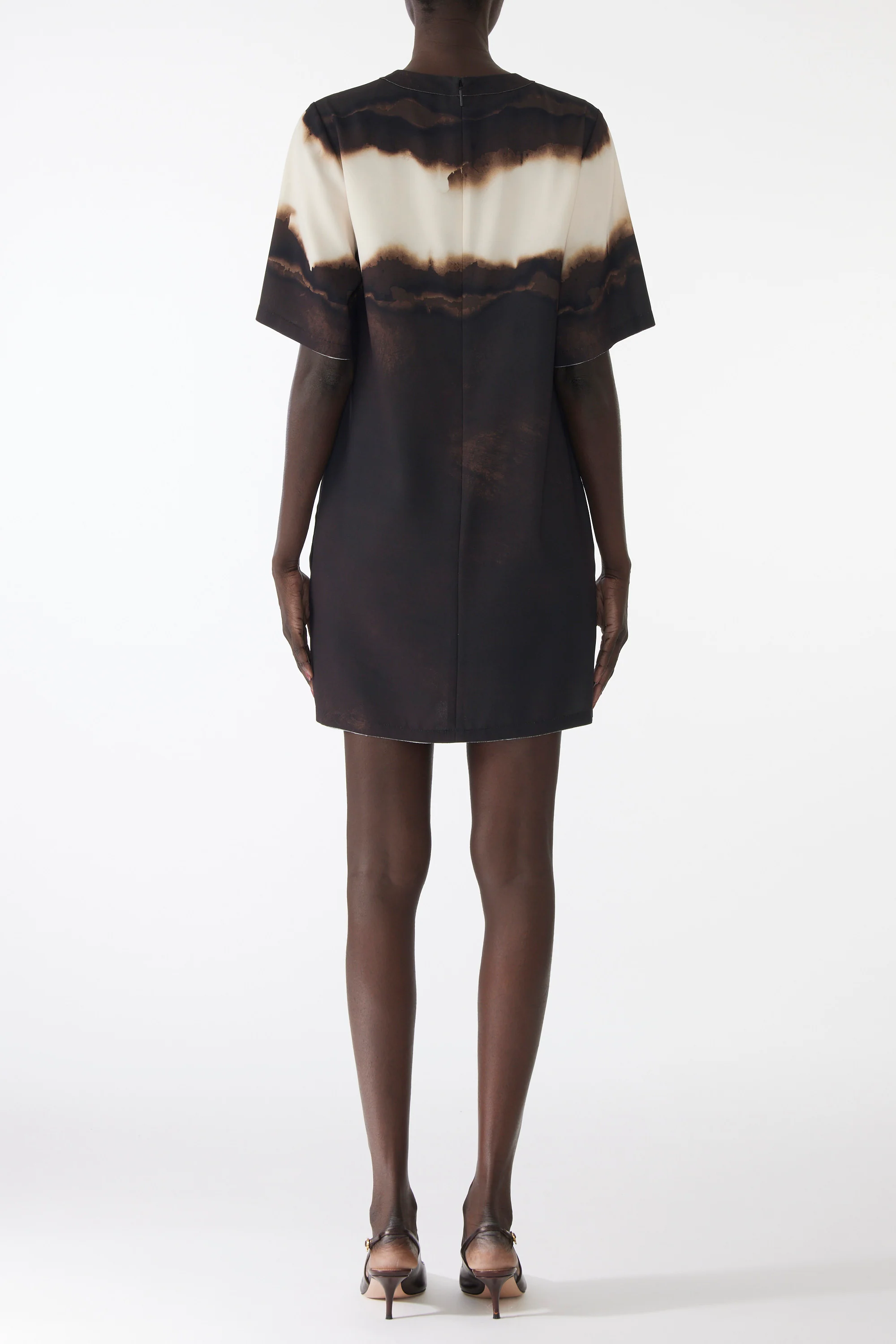 DIFFUSED OMBRE STRIPE SHORT SLEEVE SHIFT DRESS - Image 3