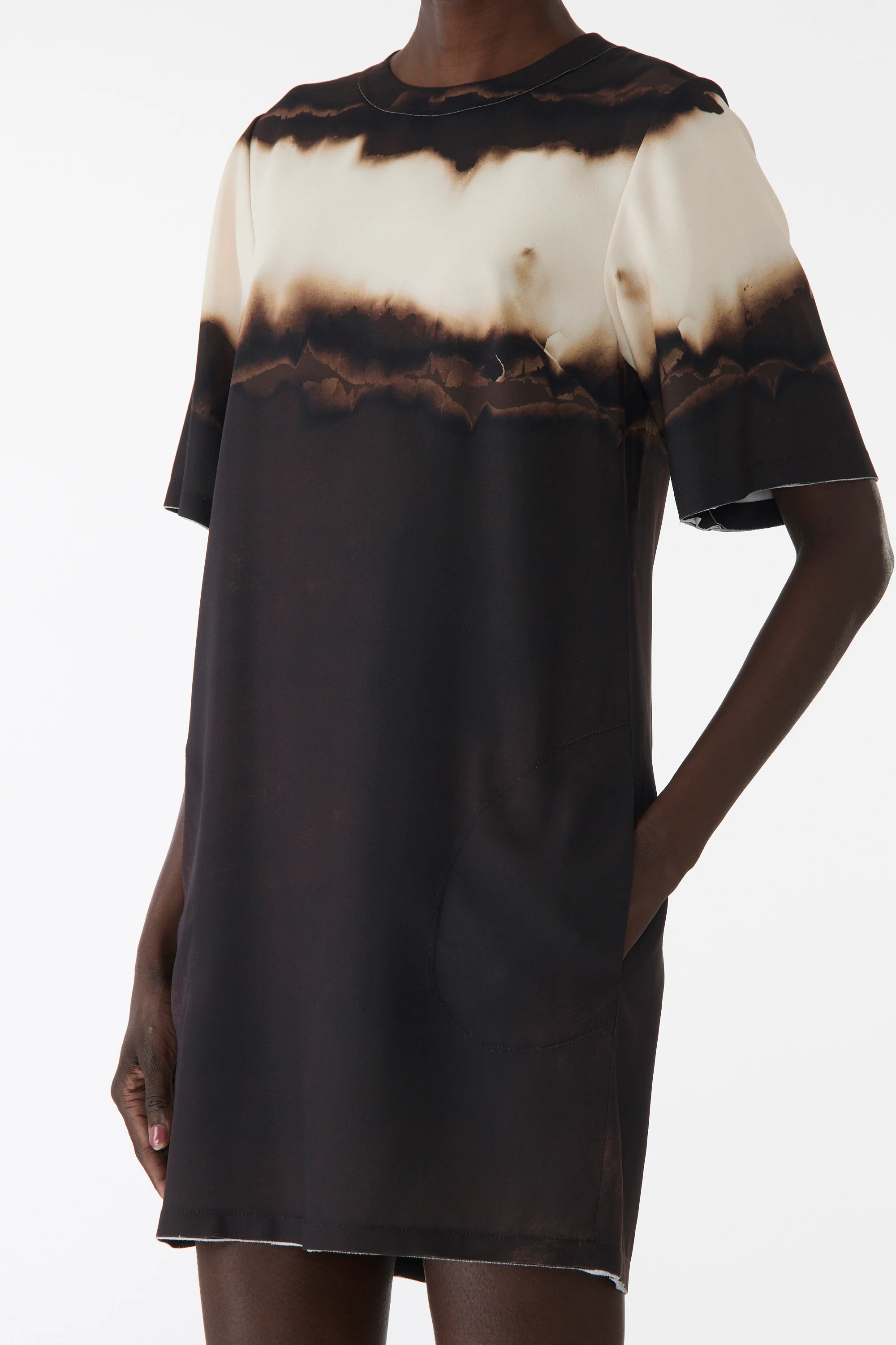 DIFFUSED OMBRE STRIPE SHORT SLEEVE SHIFT DRESS - Image 4