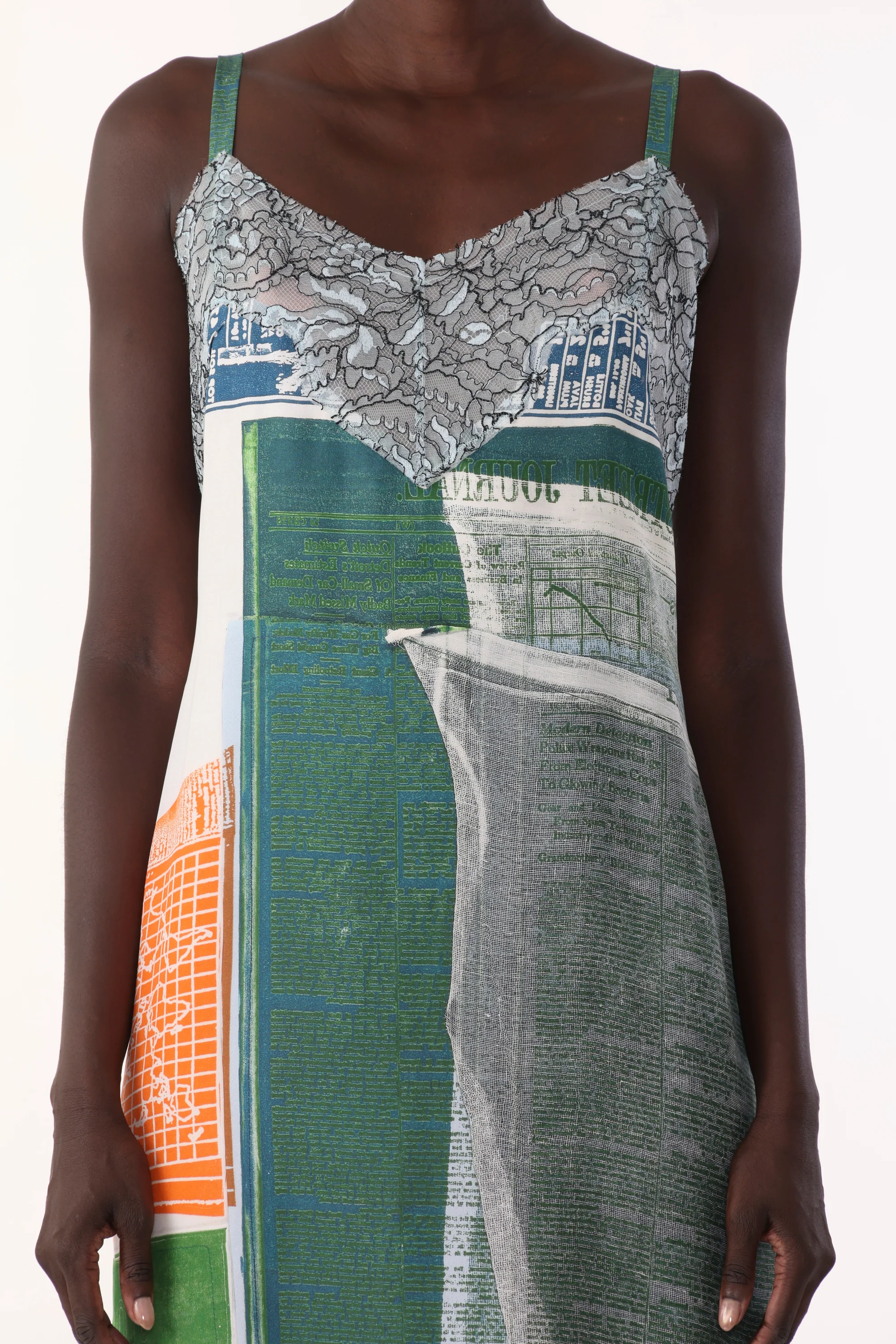 COLLAGE SLIP DRESS WITH PLATTER ARTWORK BY ROBERT RAUSCHENBERG - Image 4