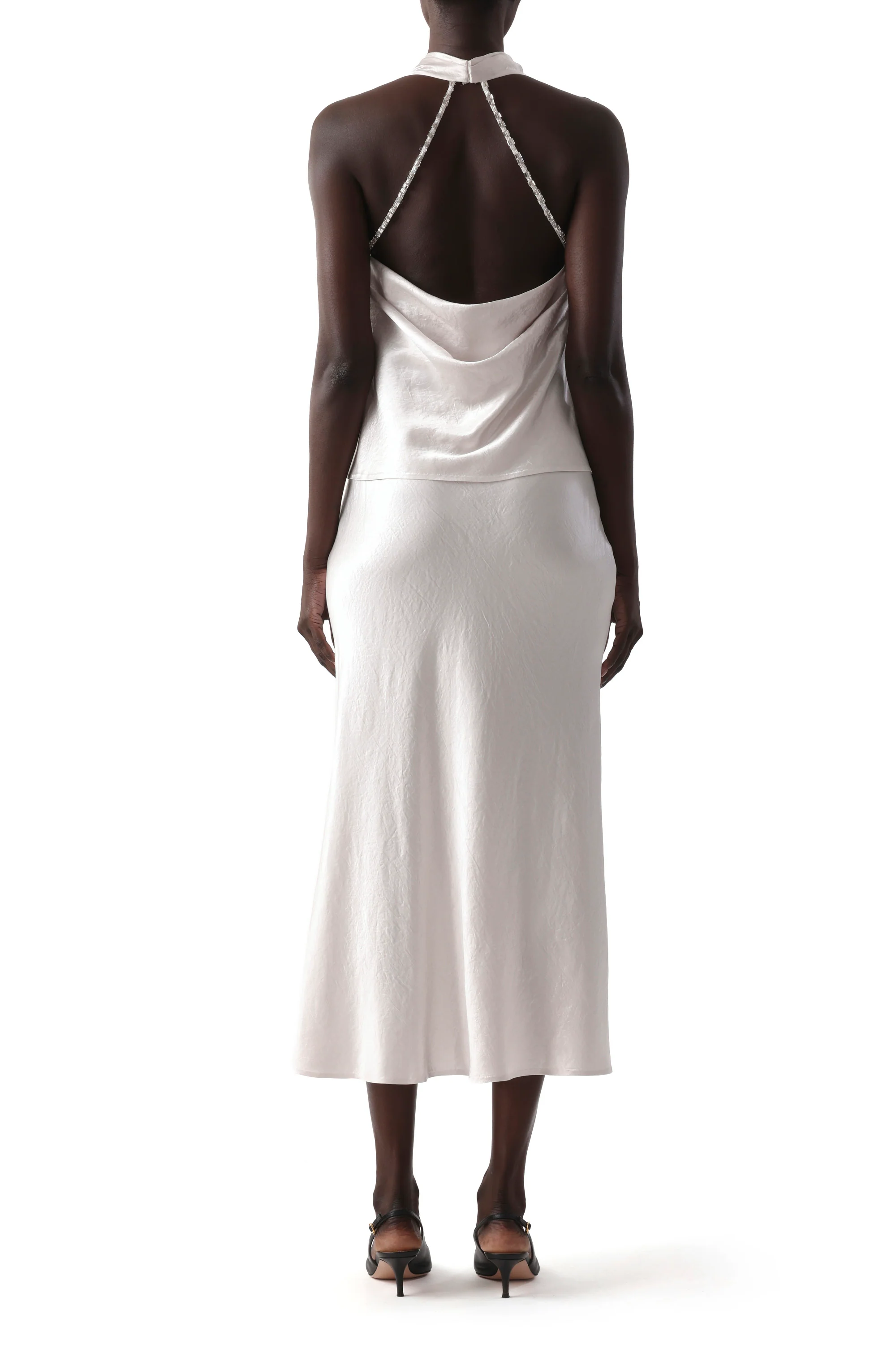 COWL BACK HALTER TOP W/ CRYSTAL STRAPS - Image 5