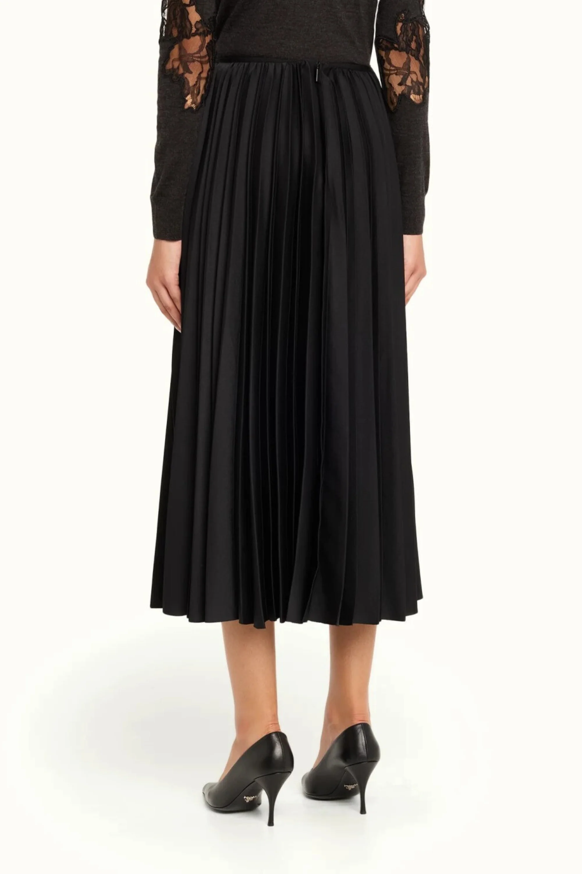 CREPE SATIN PLEATED MIDI SKIRT - Image 3