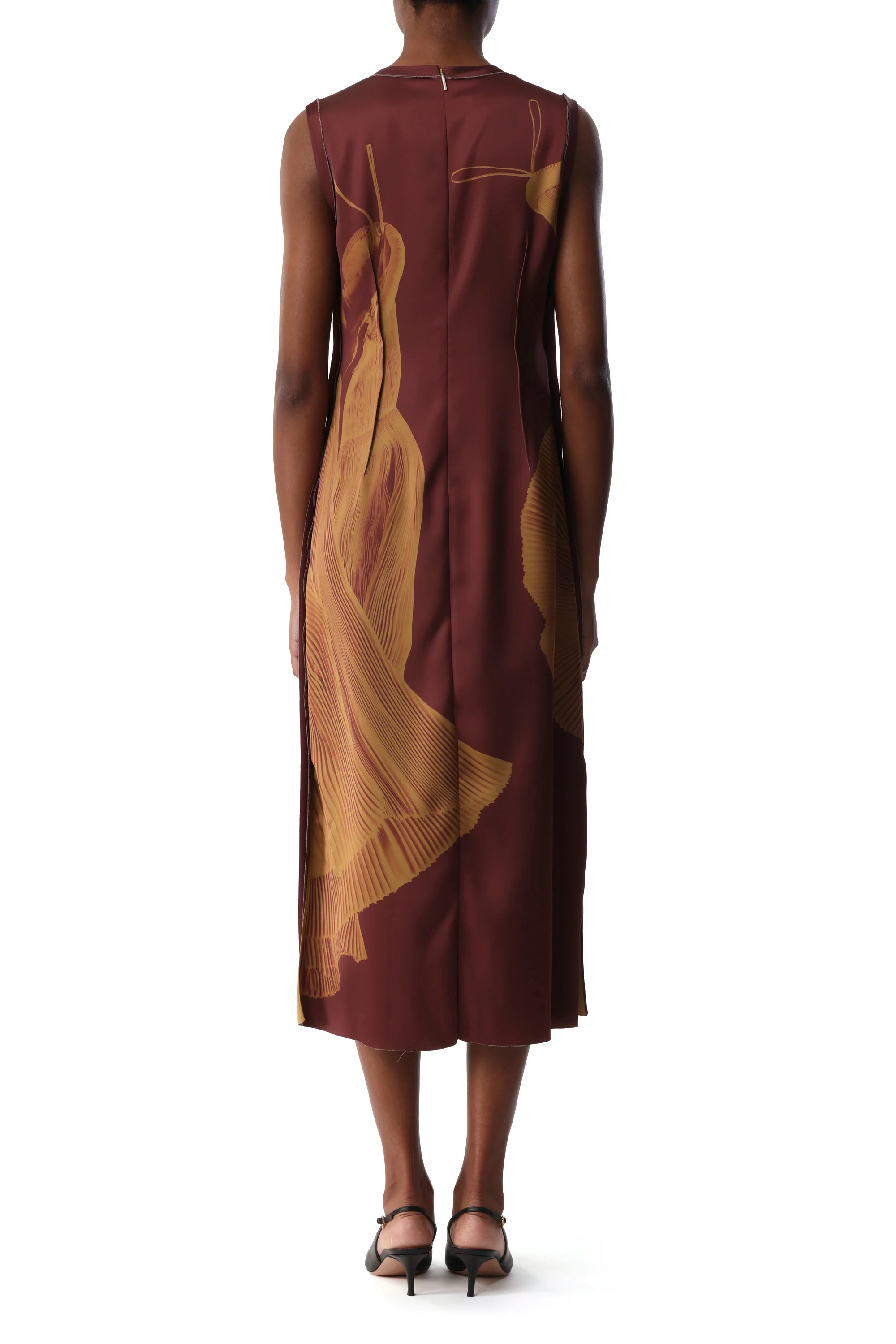 DANCING PLEAT DOUBLE-FACE SATIN SHEATH DRESS - Image 3