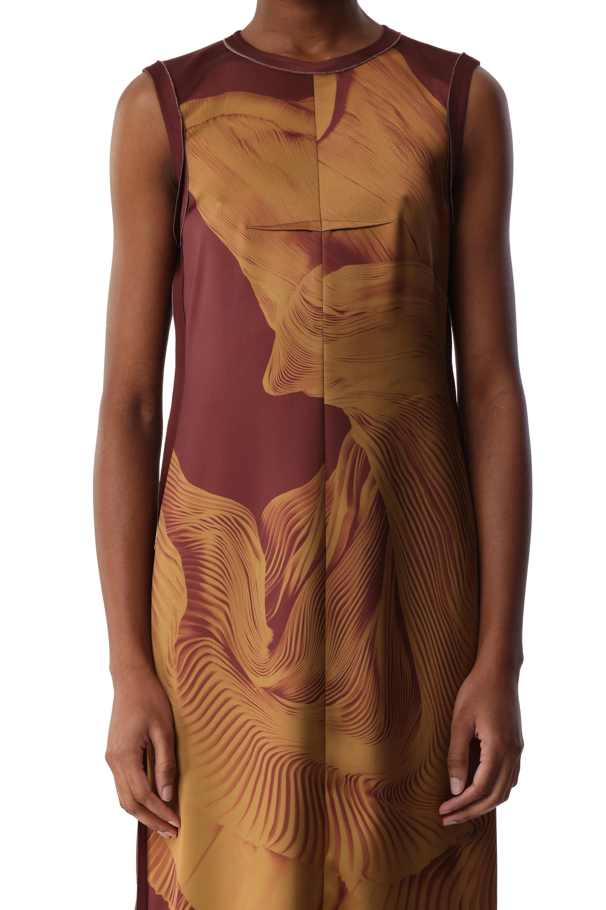 DANCING PLEAT DOUBLE-FACE SATIN SHEATH DRESS - Image 4