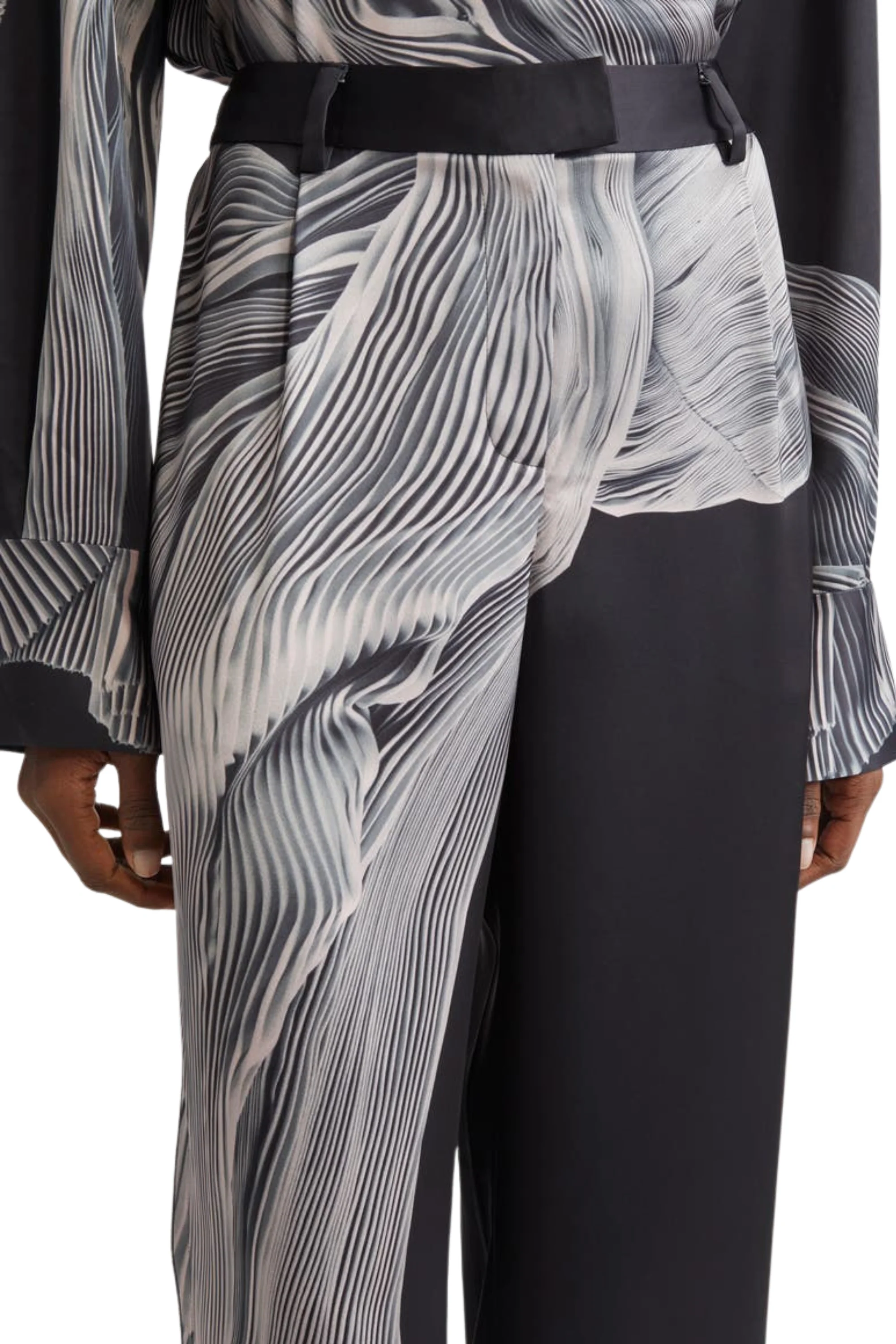 DANCING PLEAT PRINTED DOUBLE-FACE SATIN STRAIGHT-LEG - Image 4