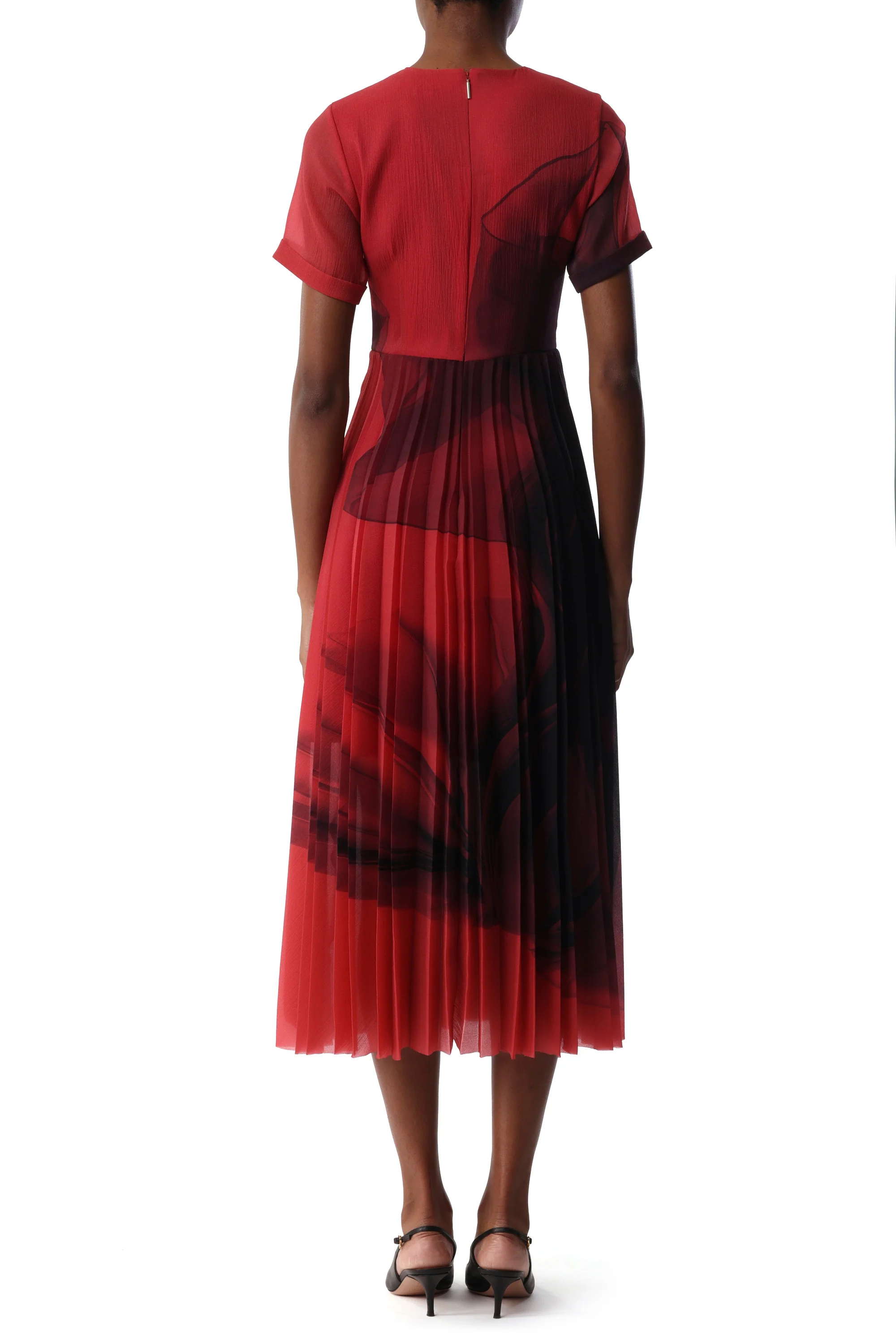 DANCING PLEAT SHORT SLEEVE PLEATED FIT AND FLARE DRESS - Image 3