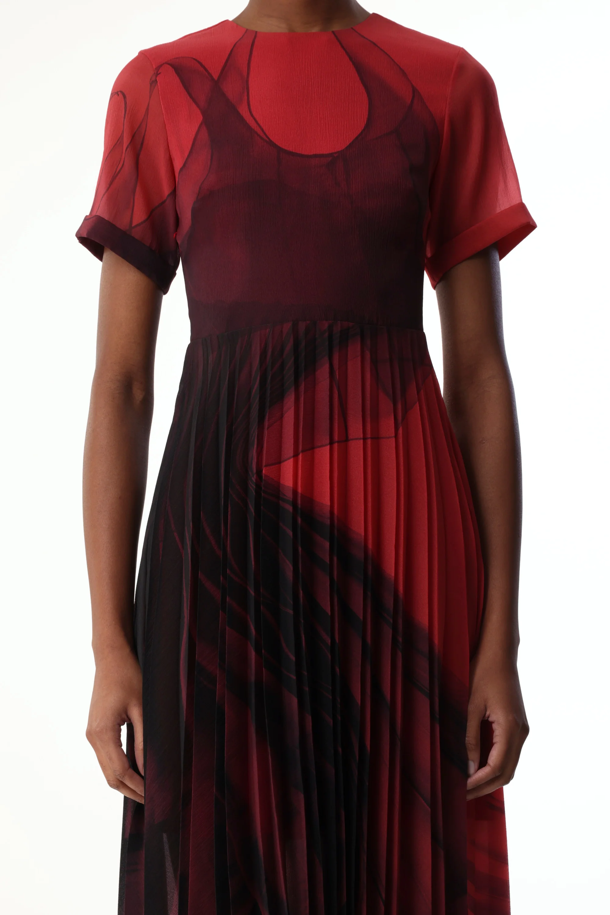 DANCING PLEAT SHORT SLEEVE PLEATED FIT AND FLARE DRESS - Image 4