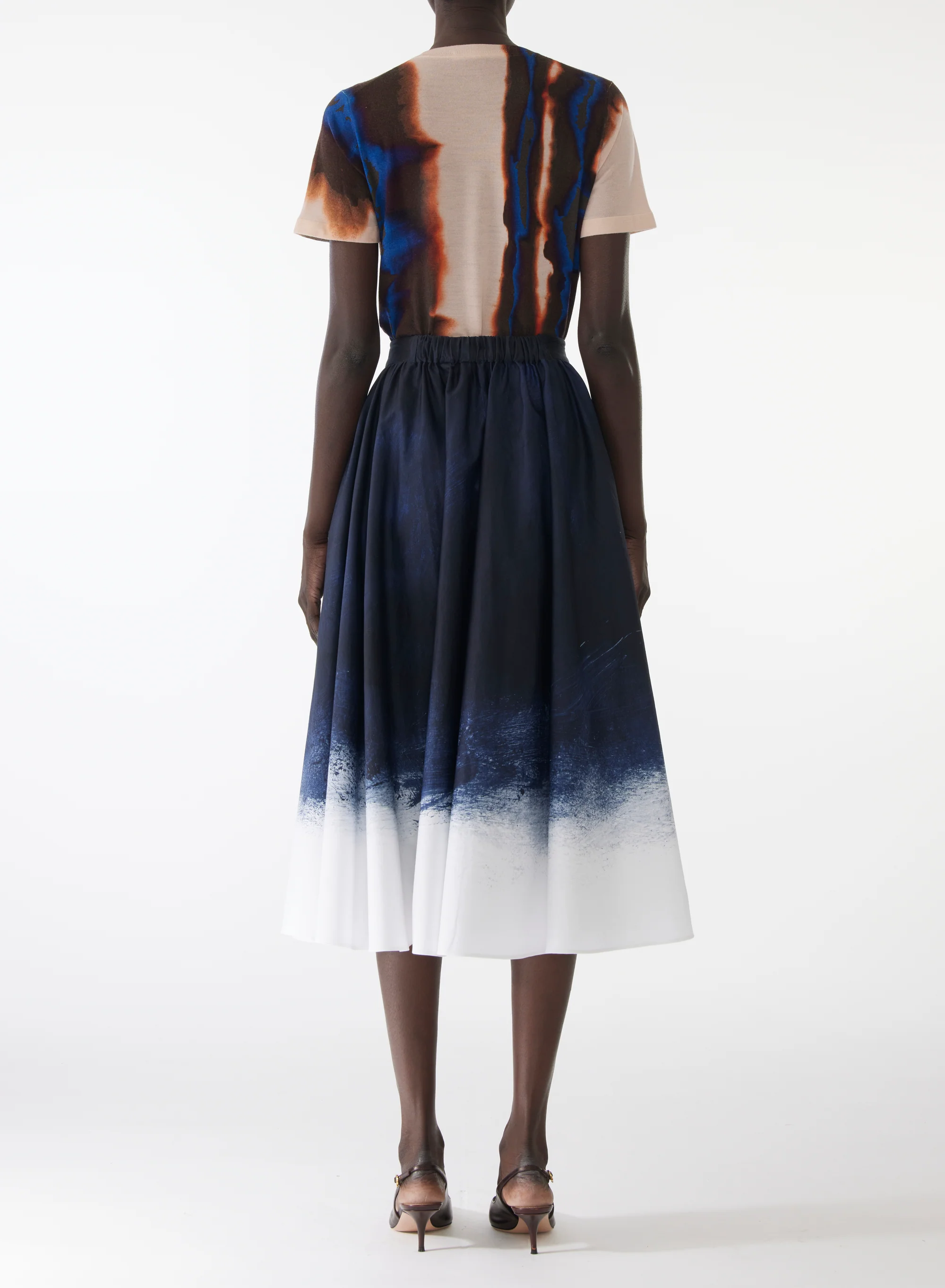 DIFFUSED OMBRE STRIPE WOOL SHORT SLEEVE SWEATER - Image 3