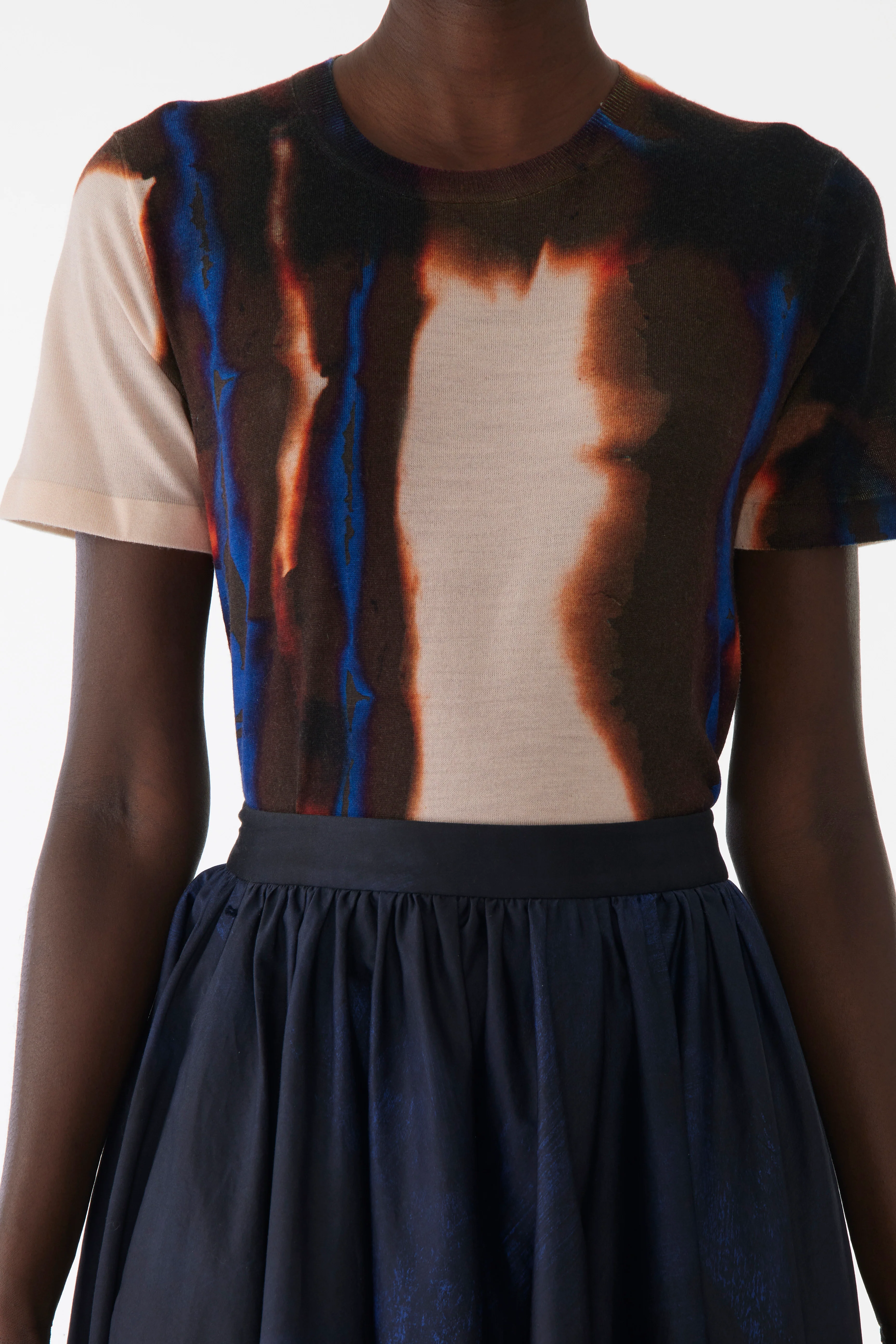 DIFFUSED OMBRE STRIPE WOOL SHORT SLEEVE SWEATER - Image 4