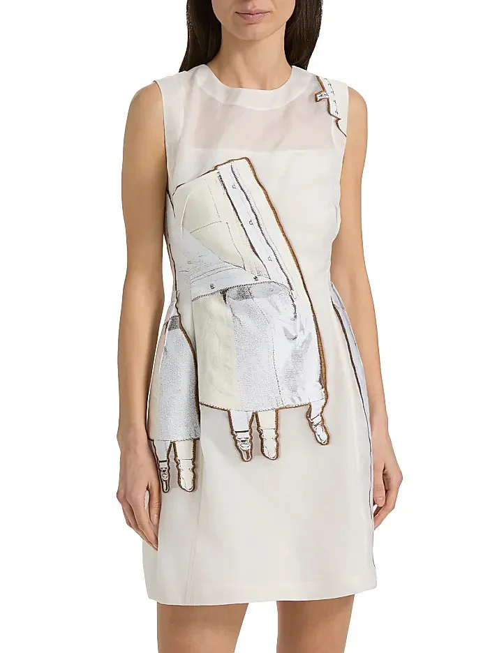 FIT AND FLARE MINI DRESS WITH LINGERIE JACQUARD - Image 2