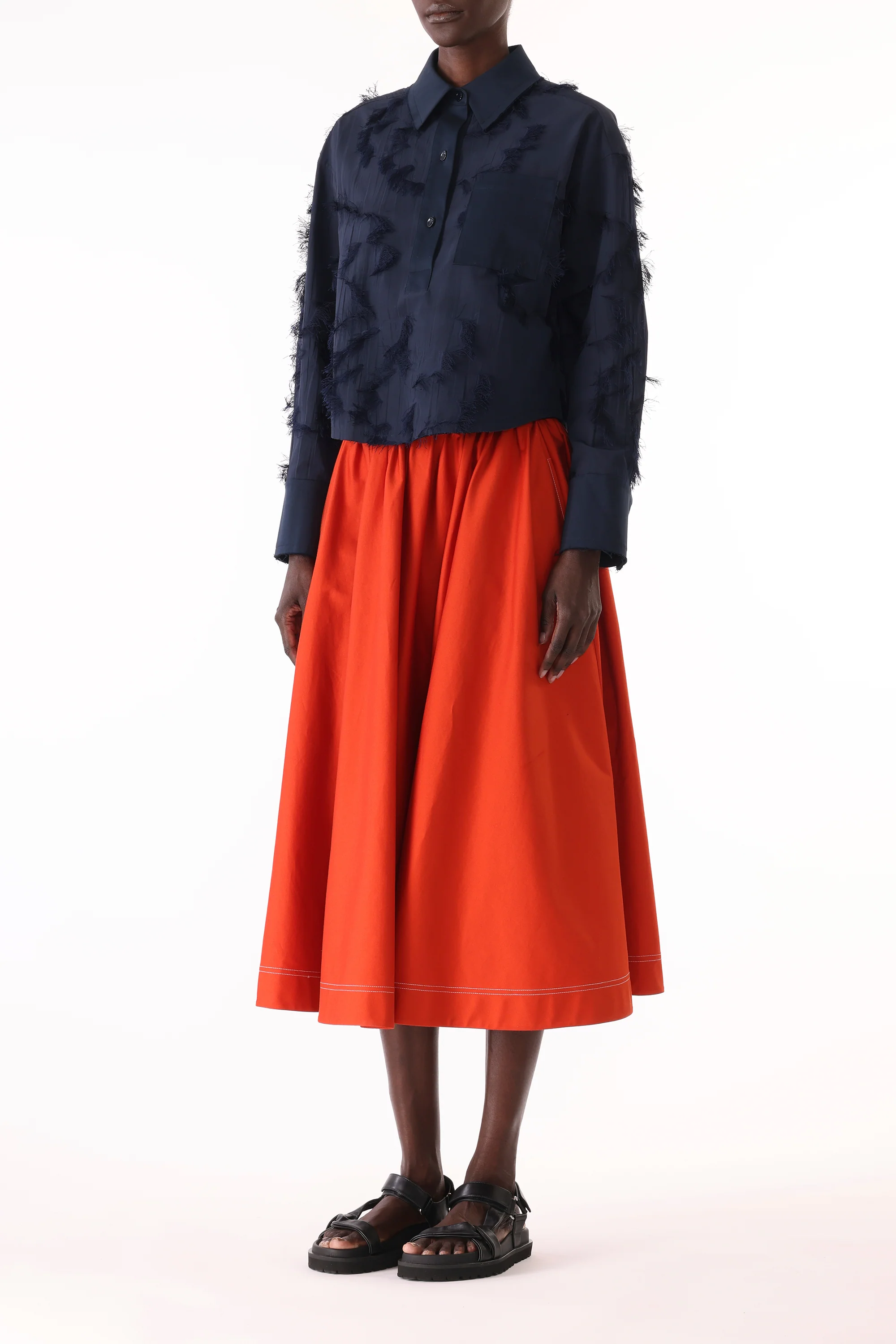 LONG SLEEVE CROPPED COTTON FIL COUPE SHIRT - Image 4