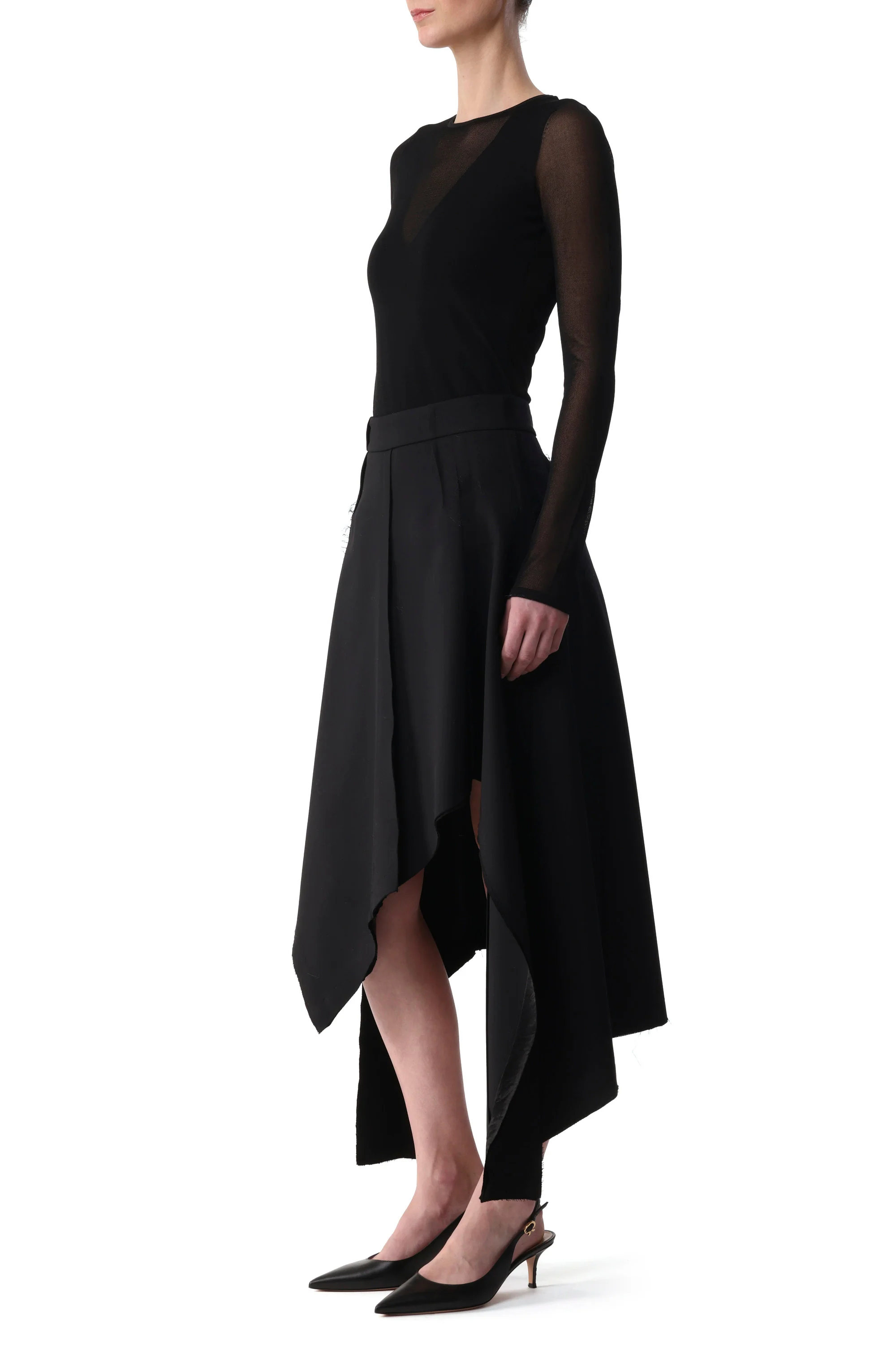 LONG SLEEVE KNIT TOP WITH SHEER V-NECK - Image 3