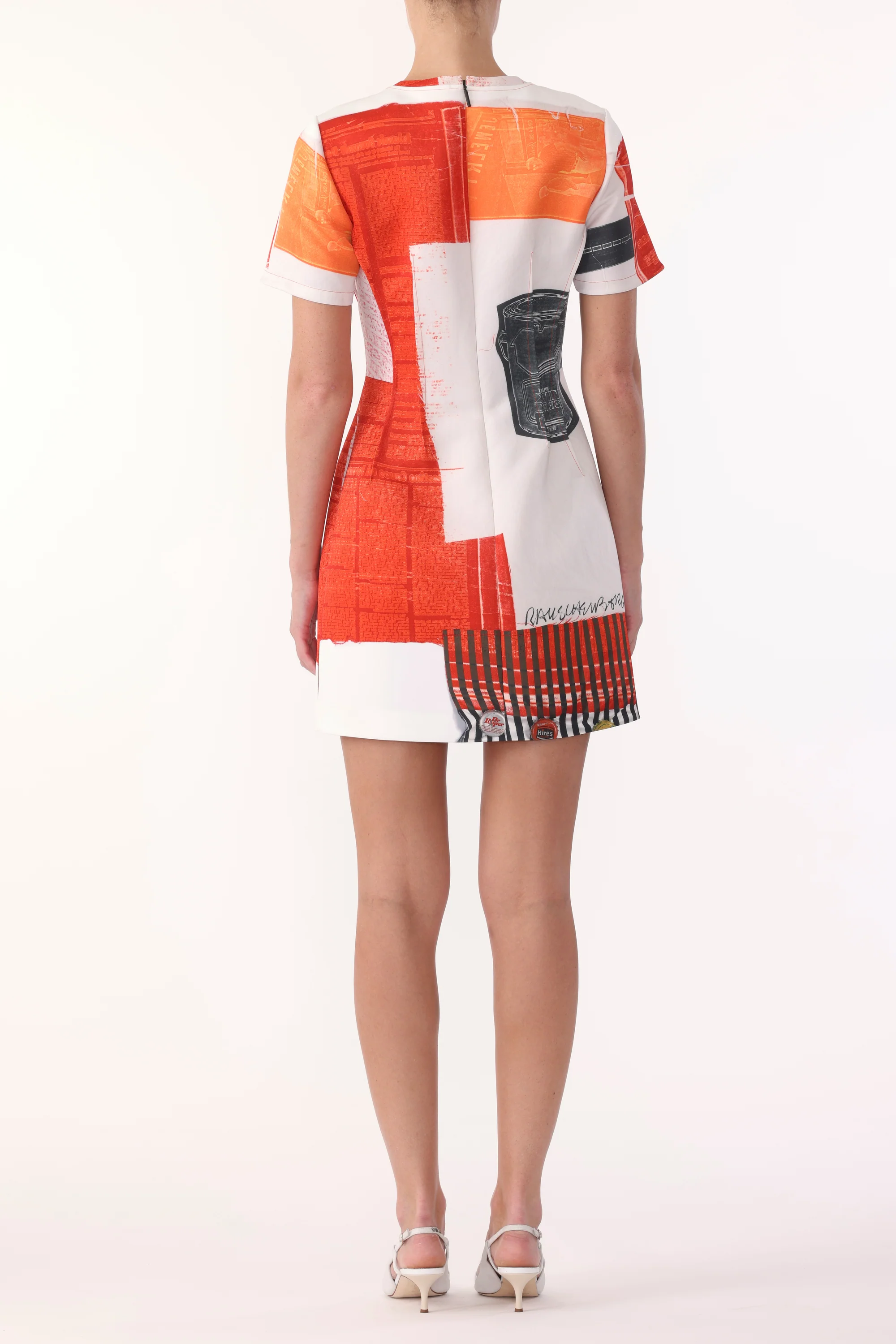 MATTE DUCHESS MINI A-LINE DRESS WITH CAT PAWS ARTWORK BY ROBERT RAUSCHENBERG - Image 4