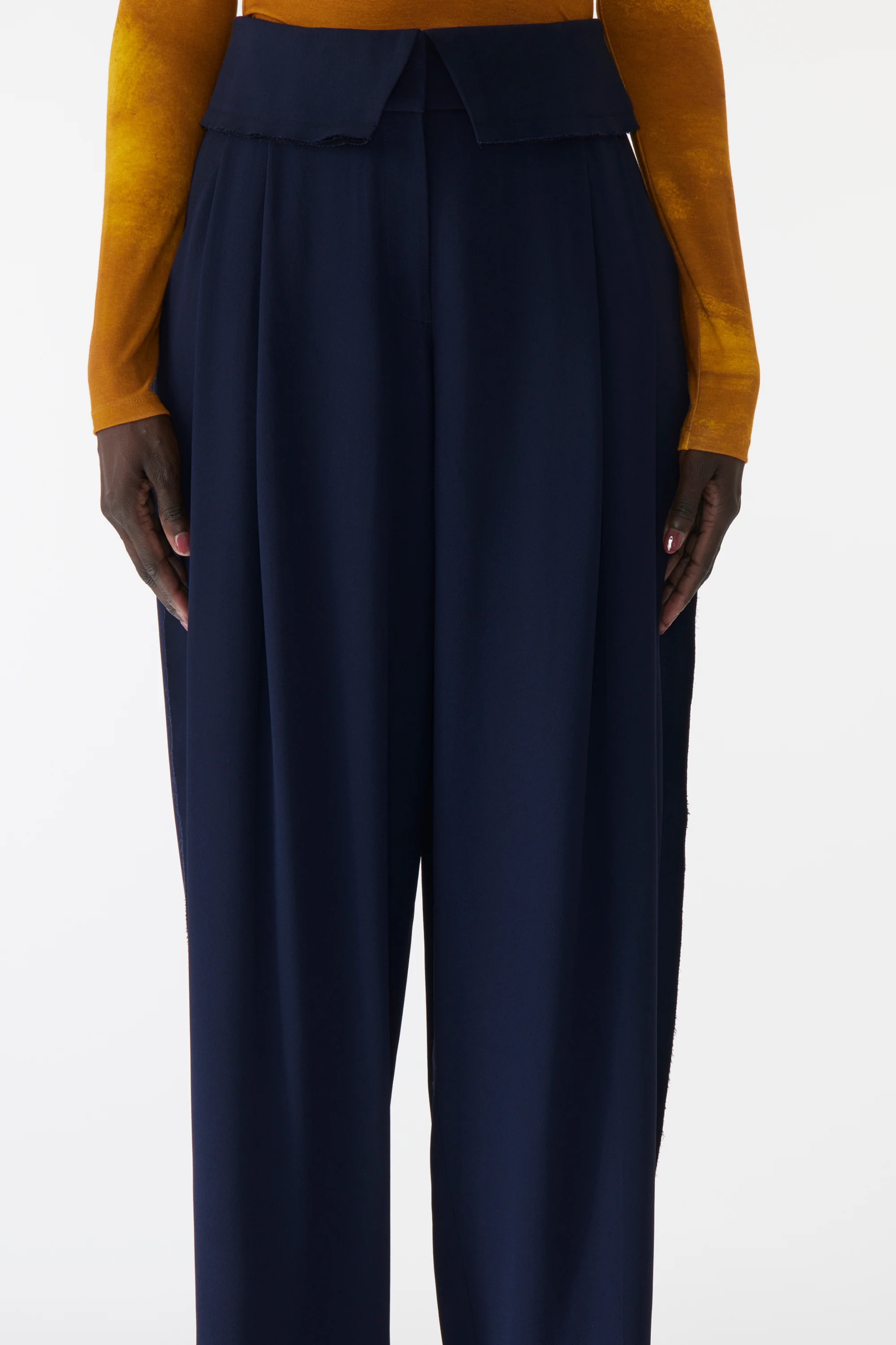 PLEAT- FRONT PANTS WITH FOLDOVER WAISTBAND - Image 4