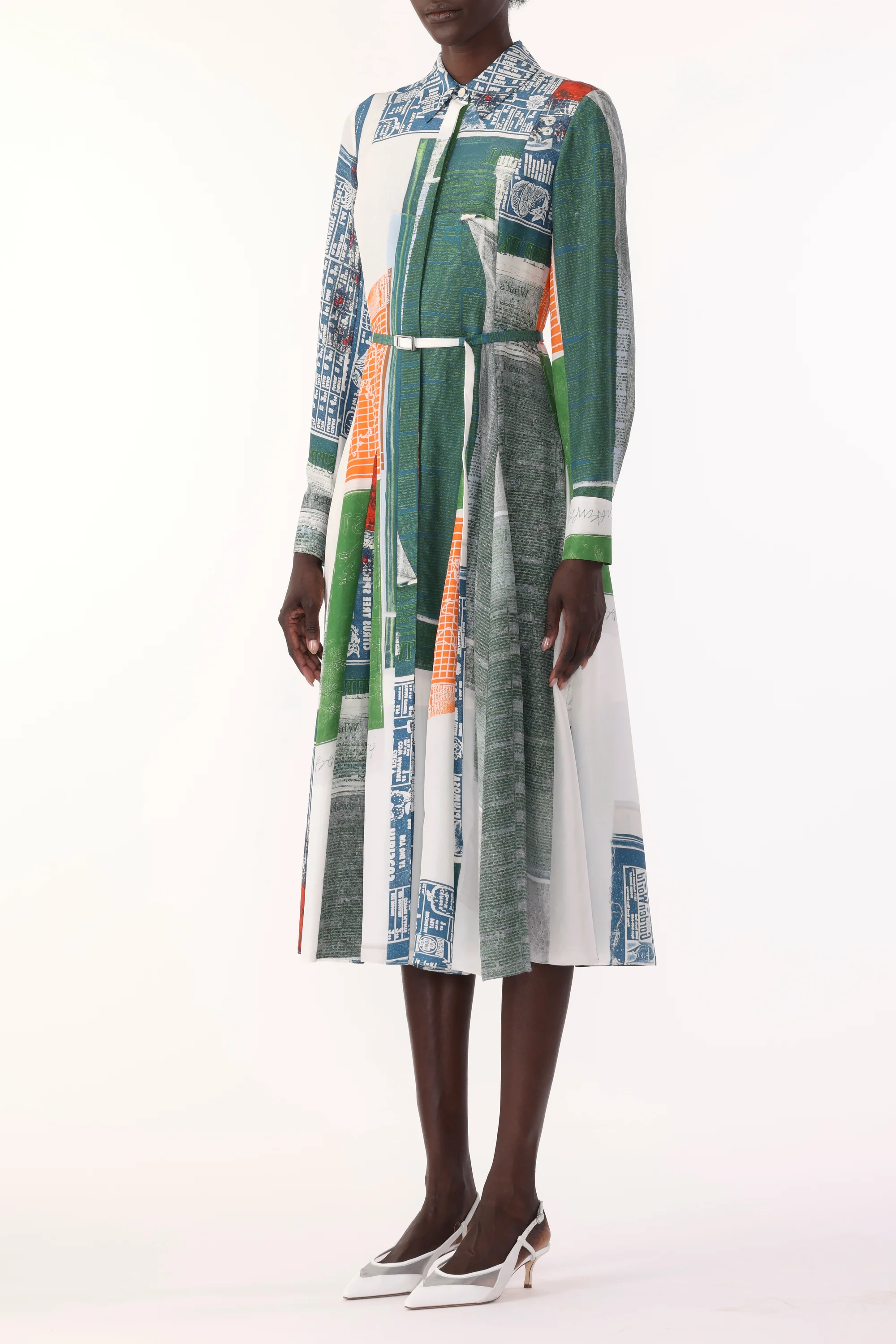 SANDWASHED SILK MIDI SHIRTDRESS WITH PLATTER ARTWORK BY ROBERT RAUSCHENBERG - Image 3