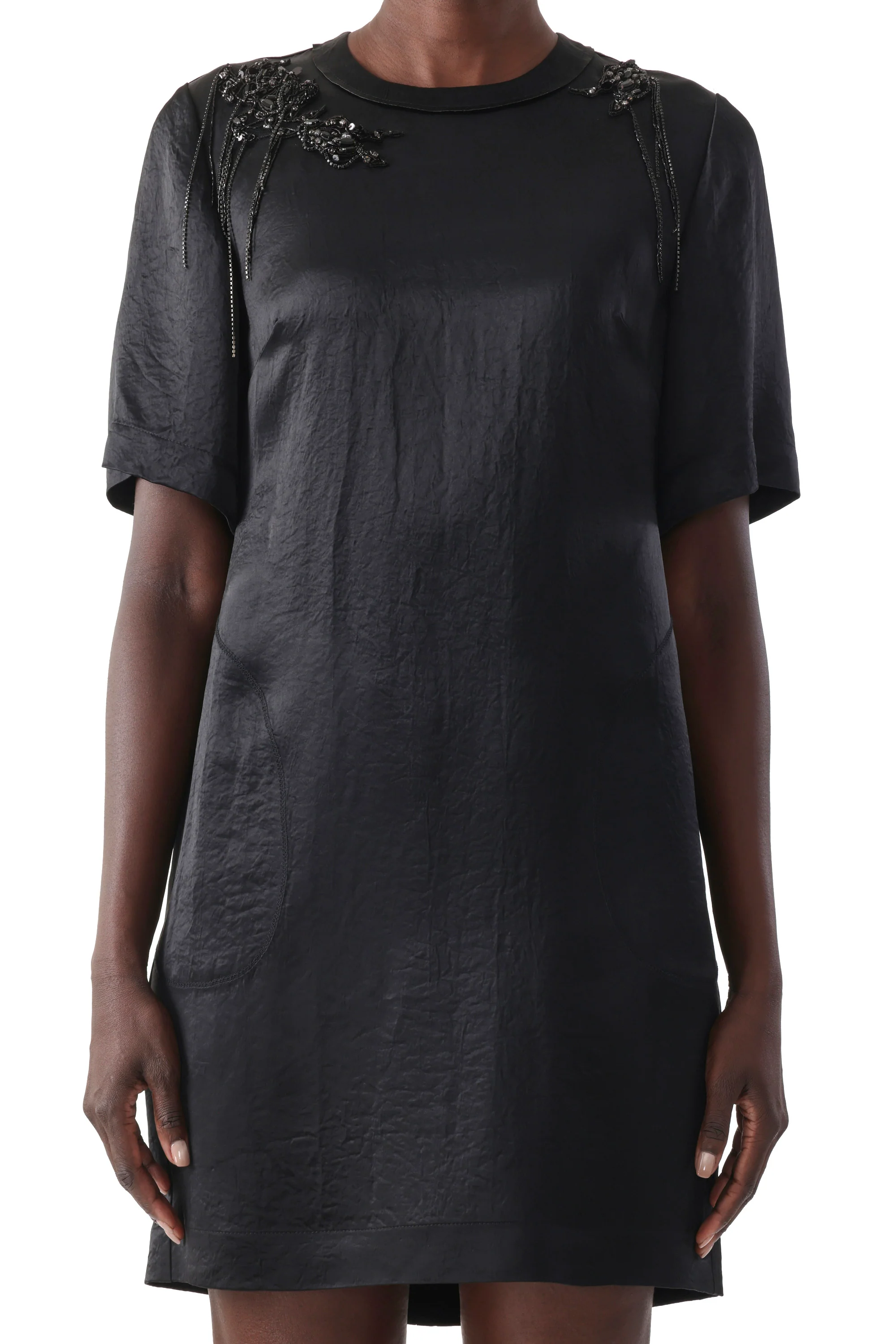 SHORT SLEEVE DRESS WITH EMBROIDERY APPLIQUES - Image 5