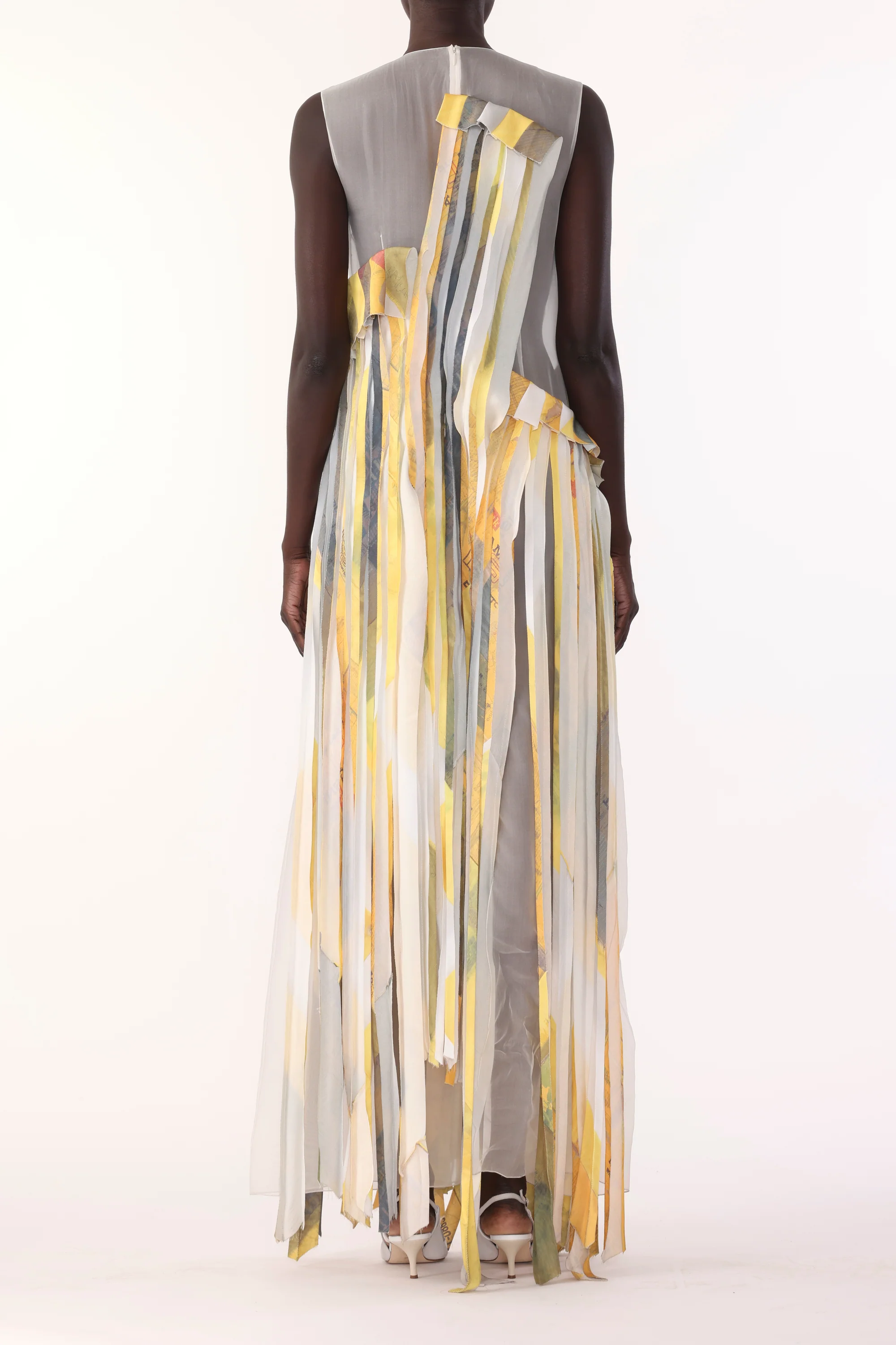 SLEEVELESS STRIP TANK GOWN WITH SULPHUR BANK ARTWORK BY ROBERT RAUSCHENBERG - Image 4