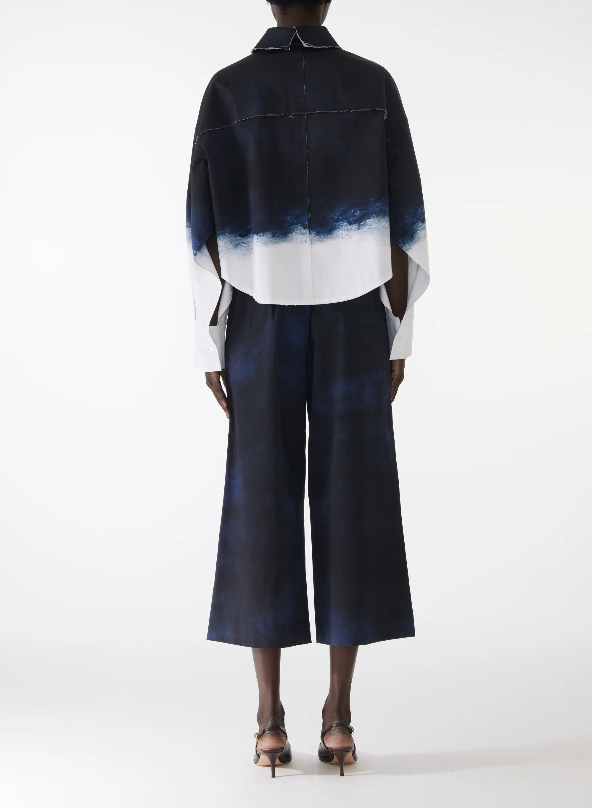 SMUDGED CANVAS POP-OVER STRETCH COTTON SHIRT - Image 3