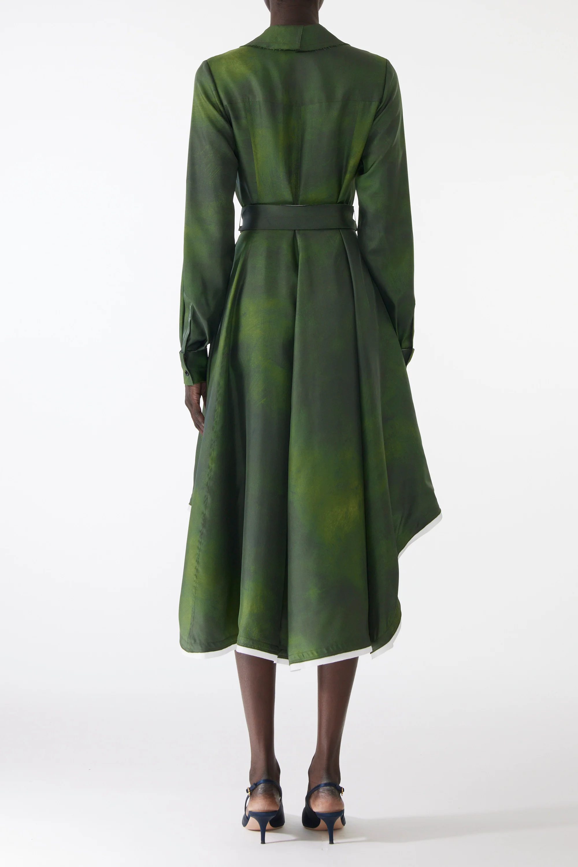 SMUDGED CANVAS SILK TWILL SHIRTDRESS WITH BELT - Image 3