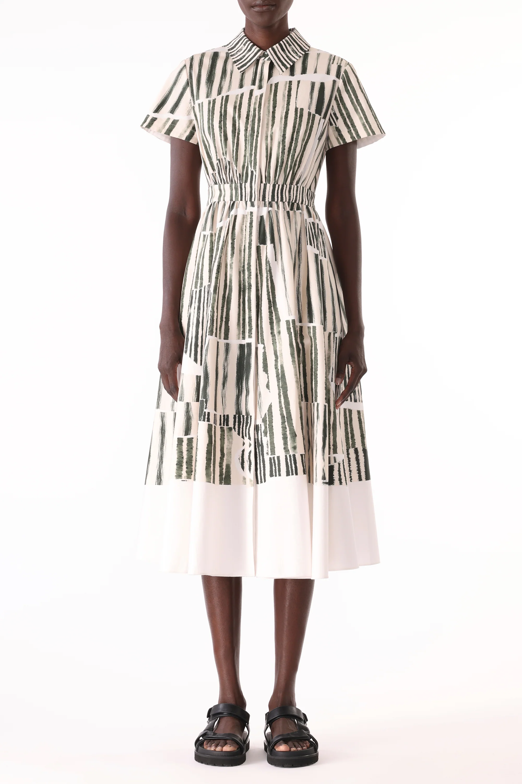 STRIPE COLLAGE STRETCH COTTON SHIRTDRESS - Image 3