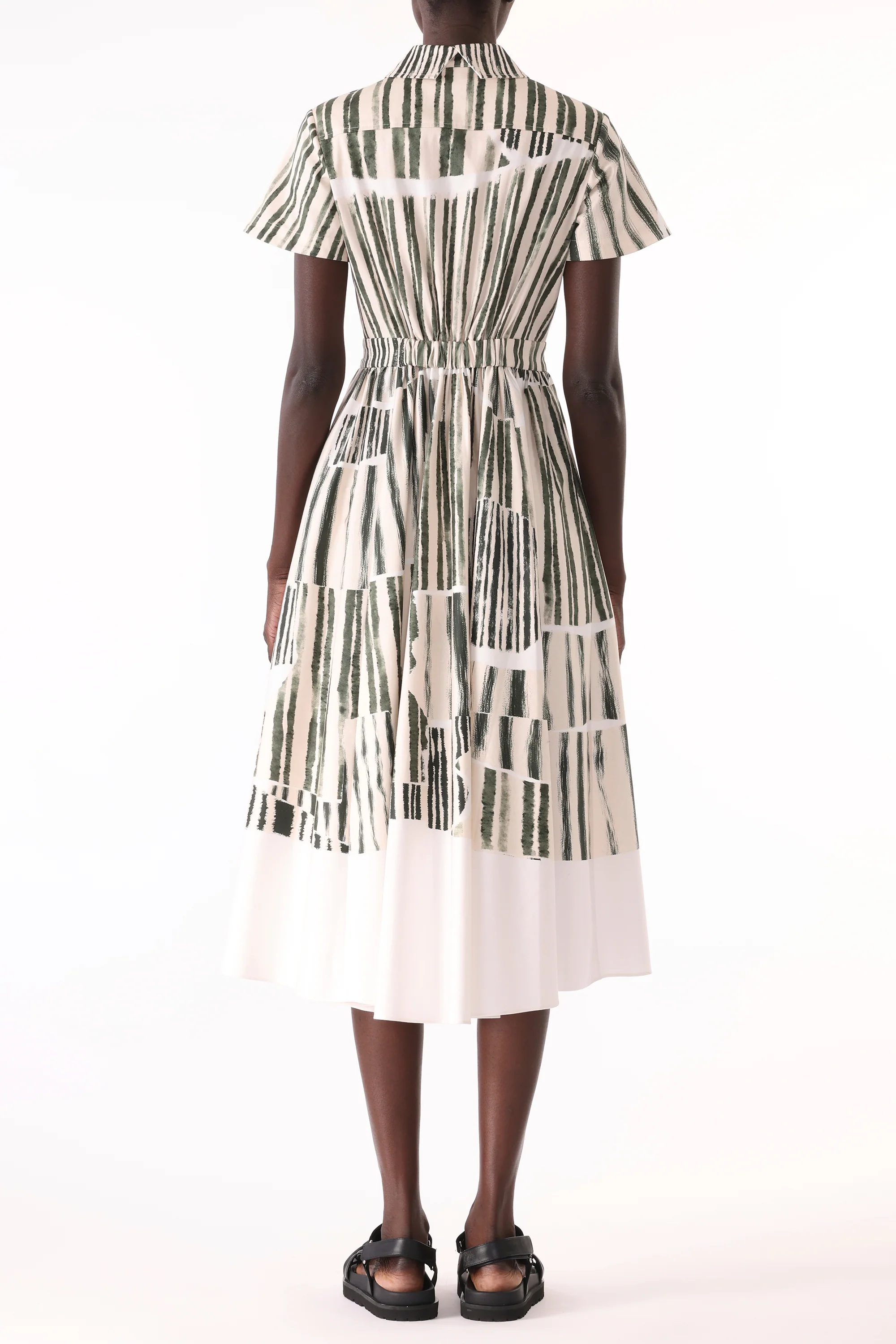 STRIPE COLLAGE STRETCH COTTON SHIRTDRESS - Image 4
