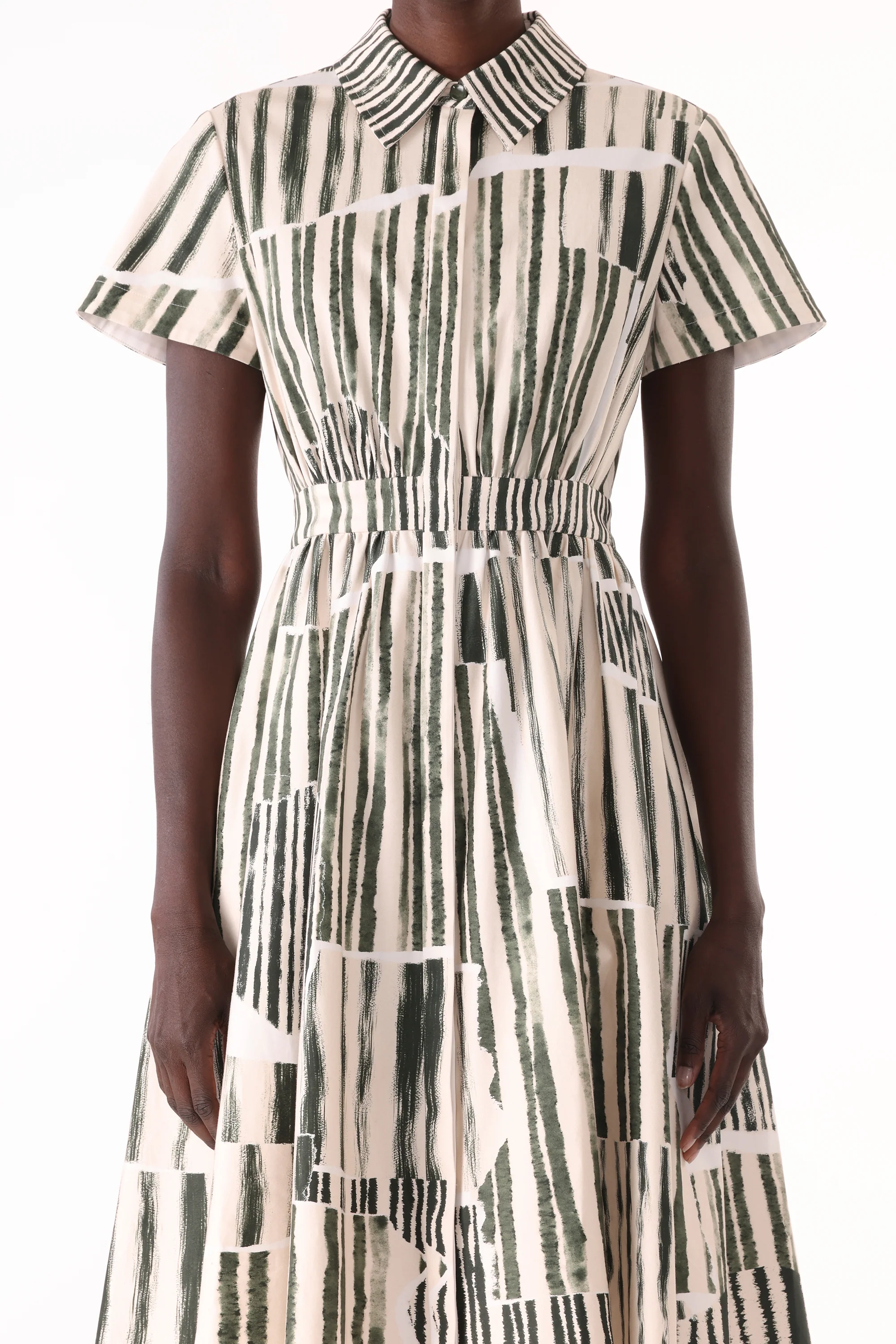 STRIPE COLLAGE STRETCH COTTON SHIRTDRESS - Image 5