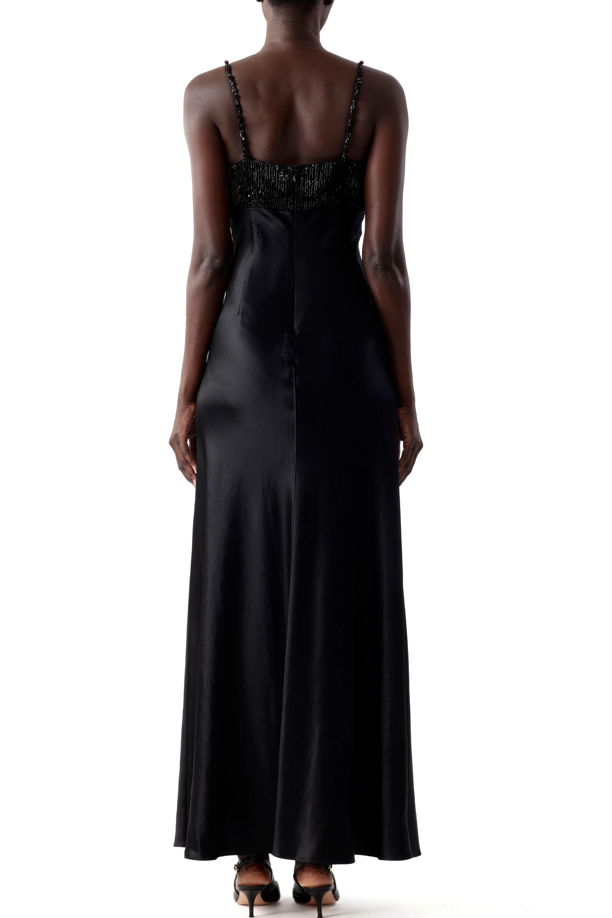 WASHED TWILL BEADED SLIP GOWN - Image 4