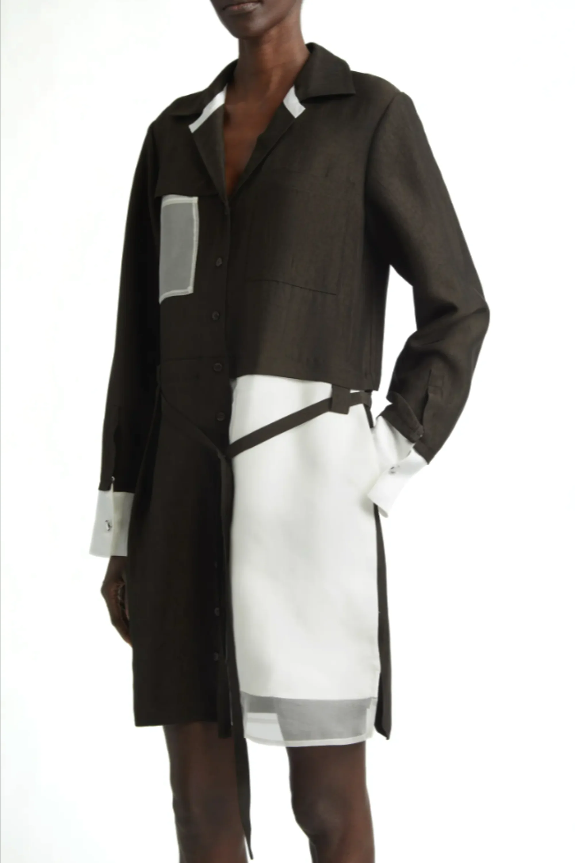 WASHED TWILL COLLAGE SHIRT DRESS - Image 3