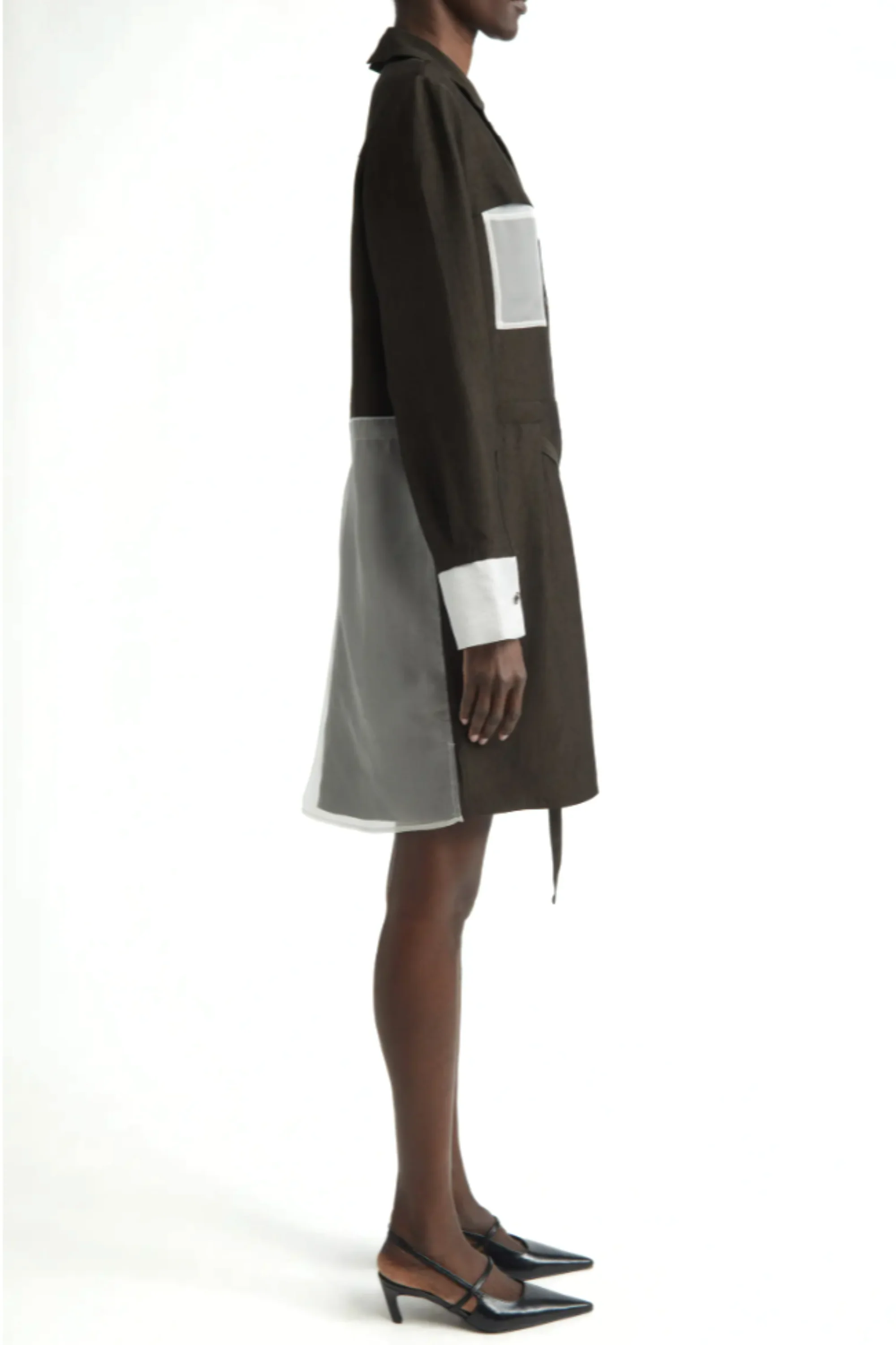 WASHED TWILL COLLAGE SHIRT DRESS - Image 4